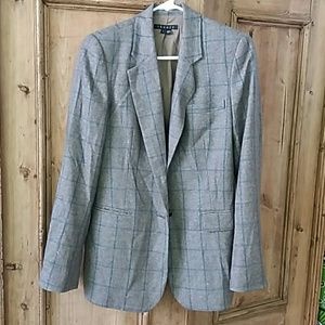 Theory grey brown tweed wool blazer size 6